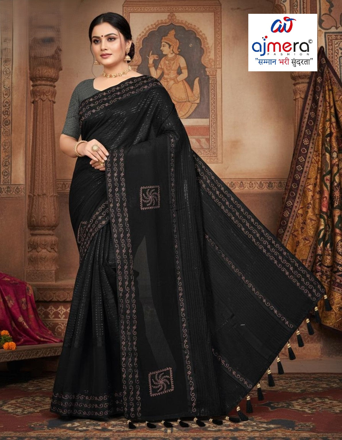 Dyed Matching Saree B2B Supplier with Blouse Piece for Premium Ethnic and Traditional Wear | RAL-CITY PALACE