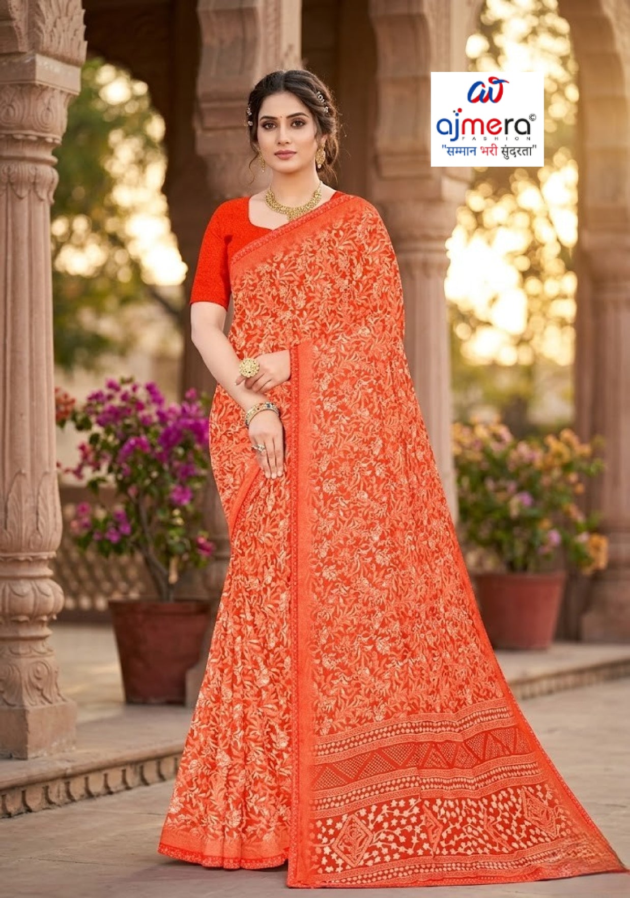 Designer Printed Saree with Blouse Piece for Special Occasions  | SSR-MUNNI