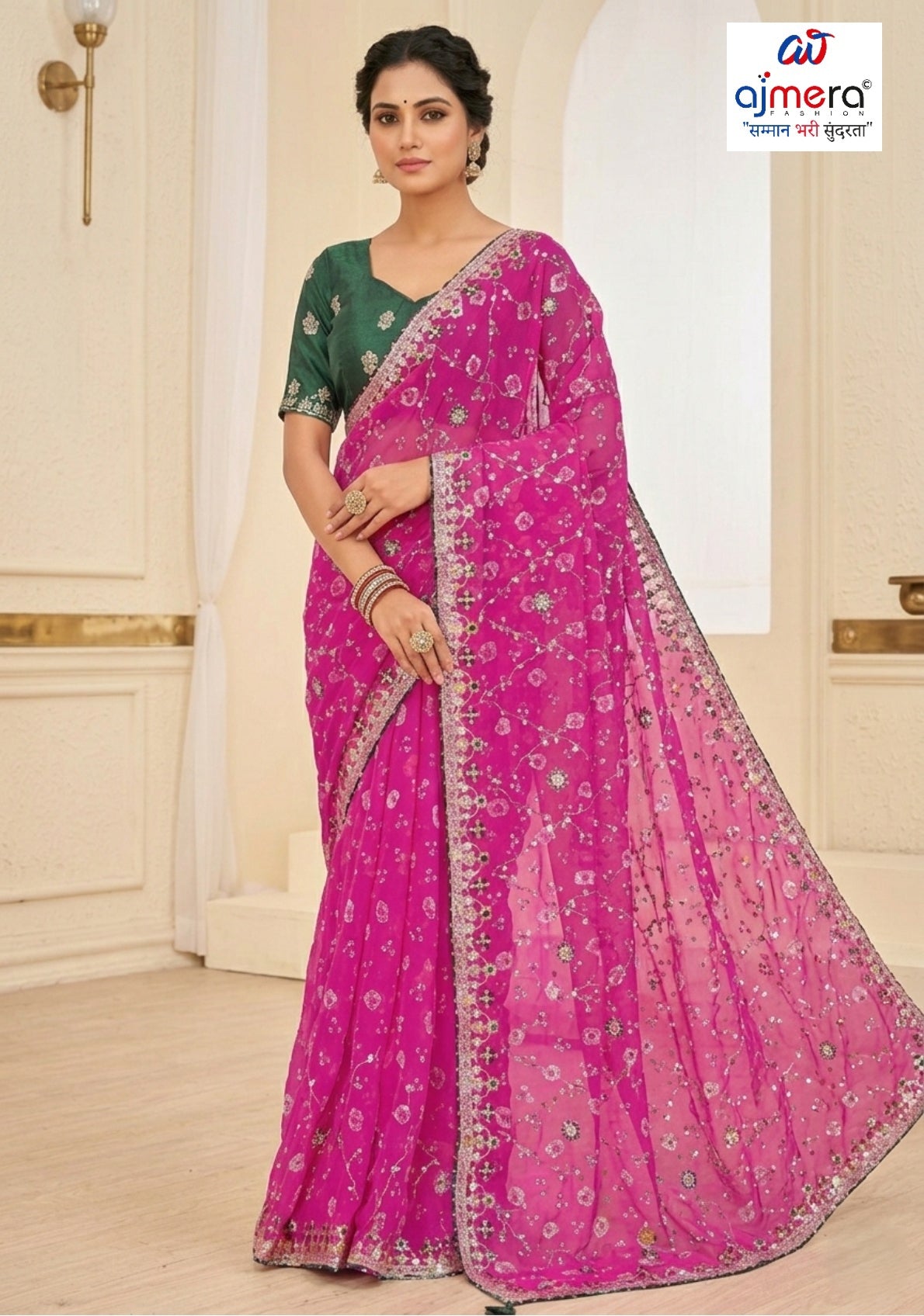 Chic Printed Saree with Blouse Piece for Sophisticated Ethnic Style | JS-FULPATTI