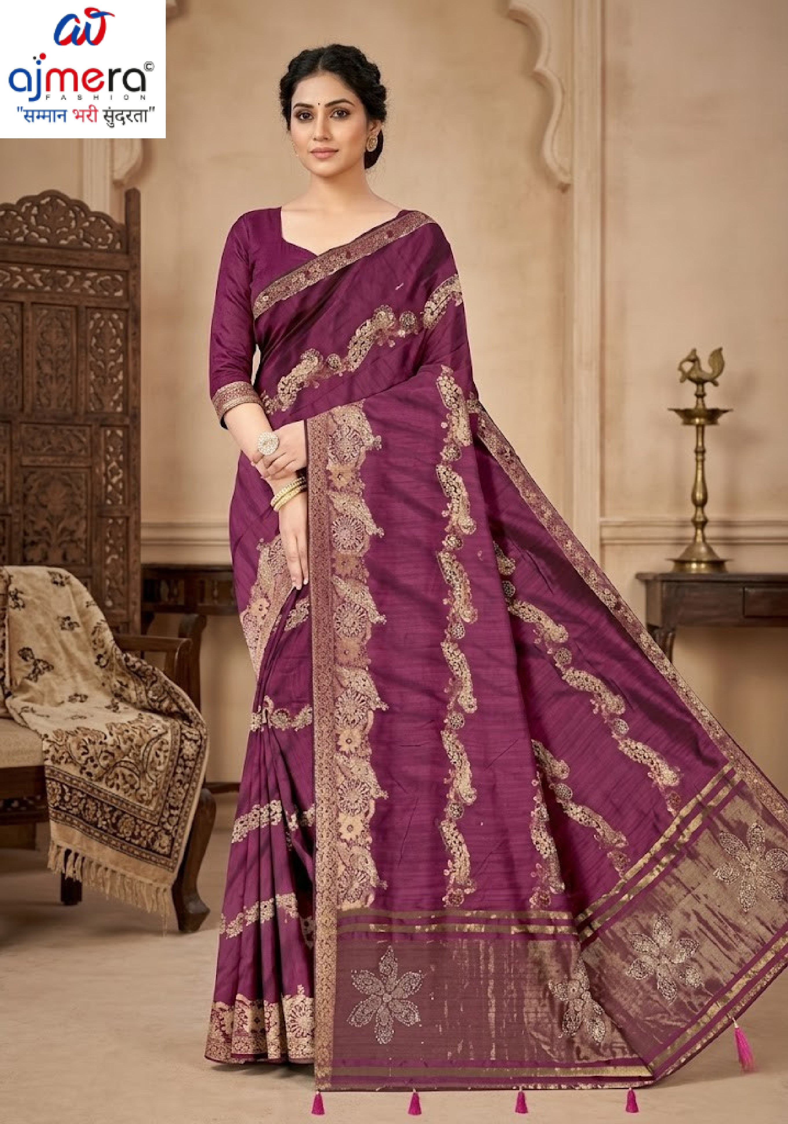 Designer Jacquard Silk Saree with Blouse Piece for Traditional Occasions | DNA-SHARBATI