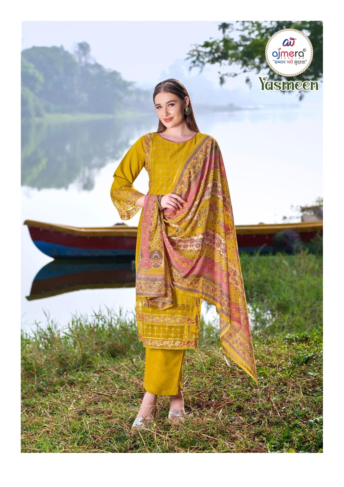 Premium Designer Unstitched Suit Set | S77-YASMEEN
