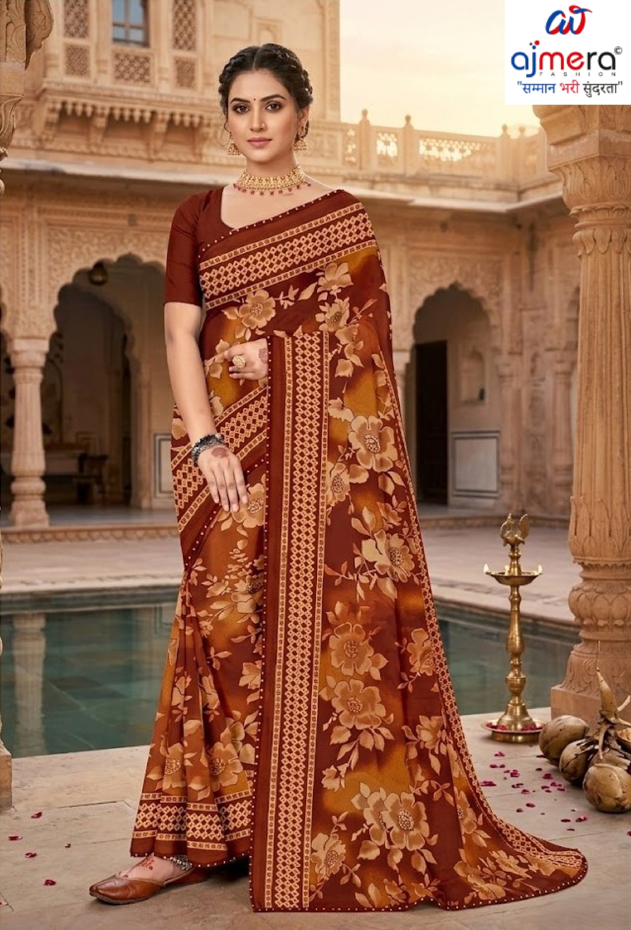 Elegant Printed Saree with Designer Blouse Piece for Festive Wear  | GPT-DHAMAKEDAR-5