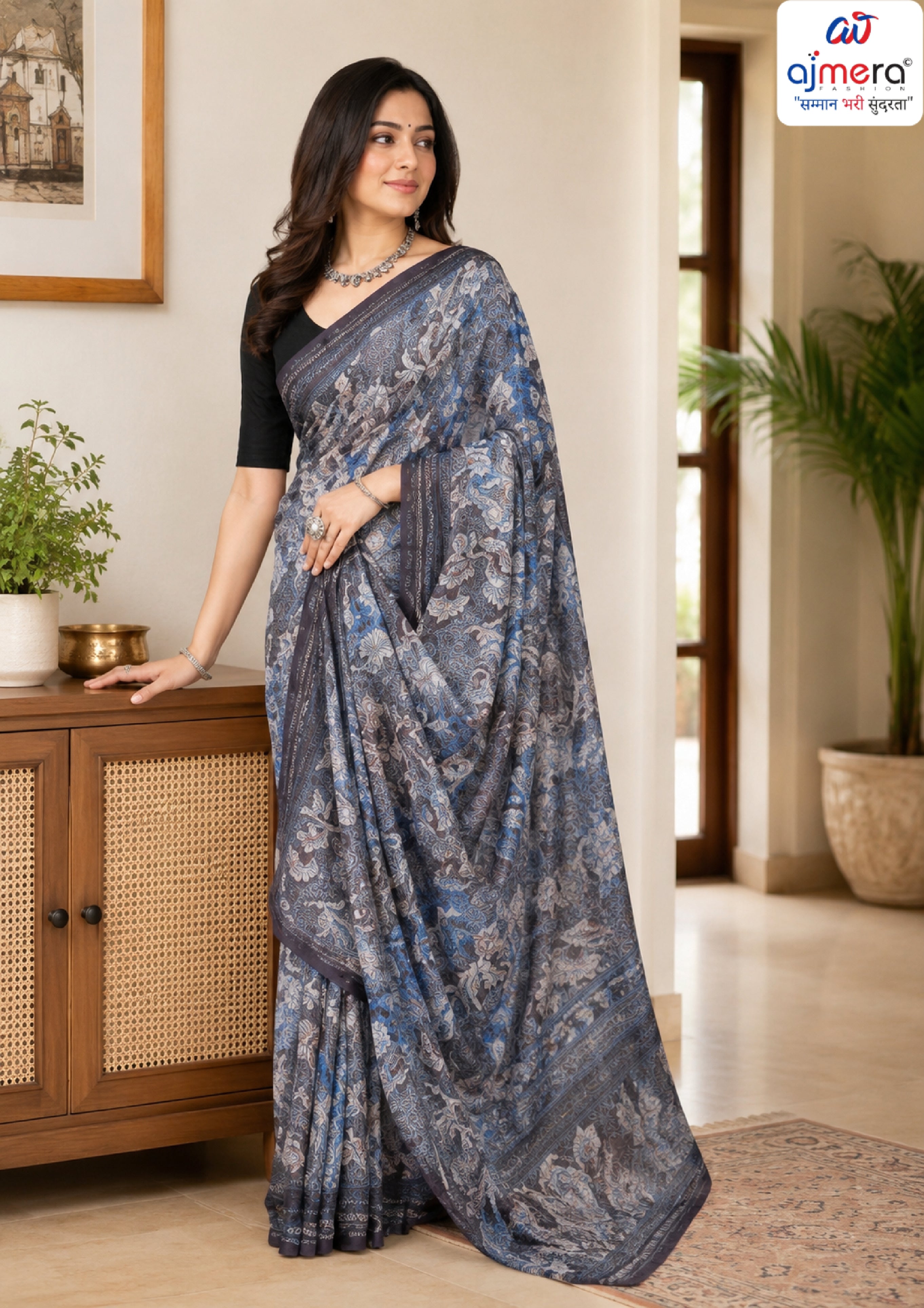 Premium Printed Saree with Matching Blouse Piece for Ethnic Elegance | SGR-NIKITA