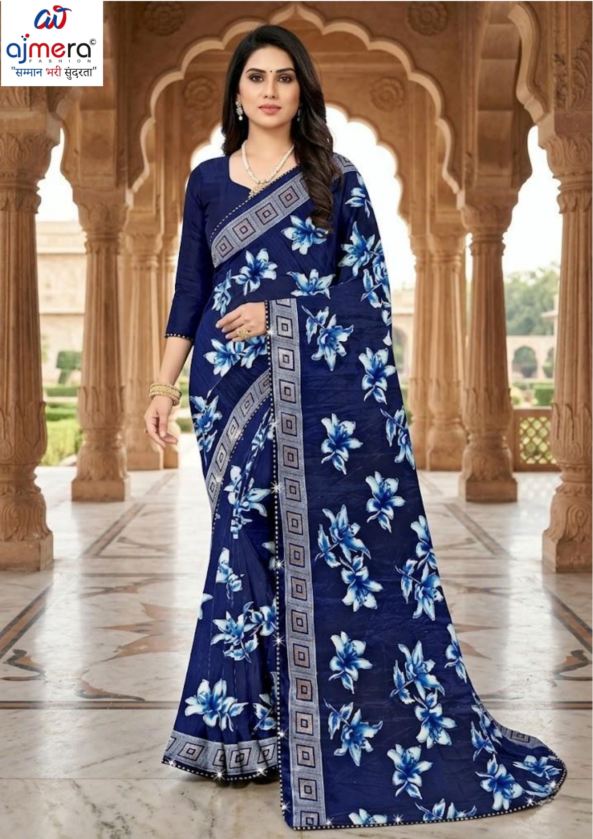 Vichitra Jari Print Loose Saree with Blouse for Premium Ethnic and Traditional Wear | CAS-MITHAS