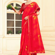 Classic Printed Saree with Blouse Piece for Timeless Traditional Style | PRM-DARK BABY
