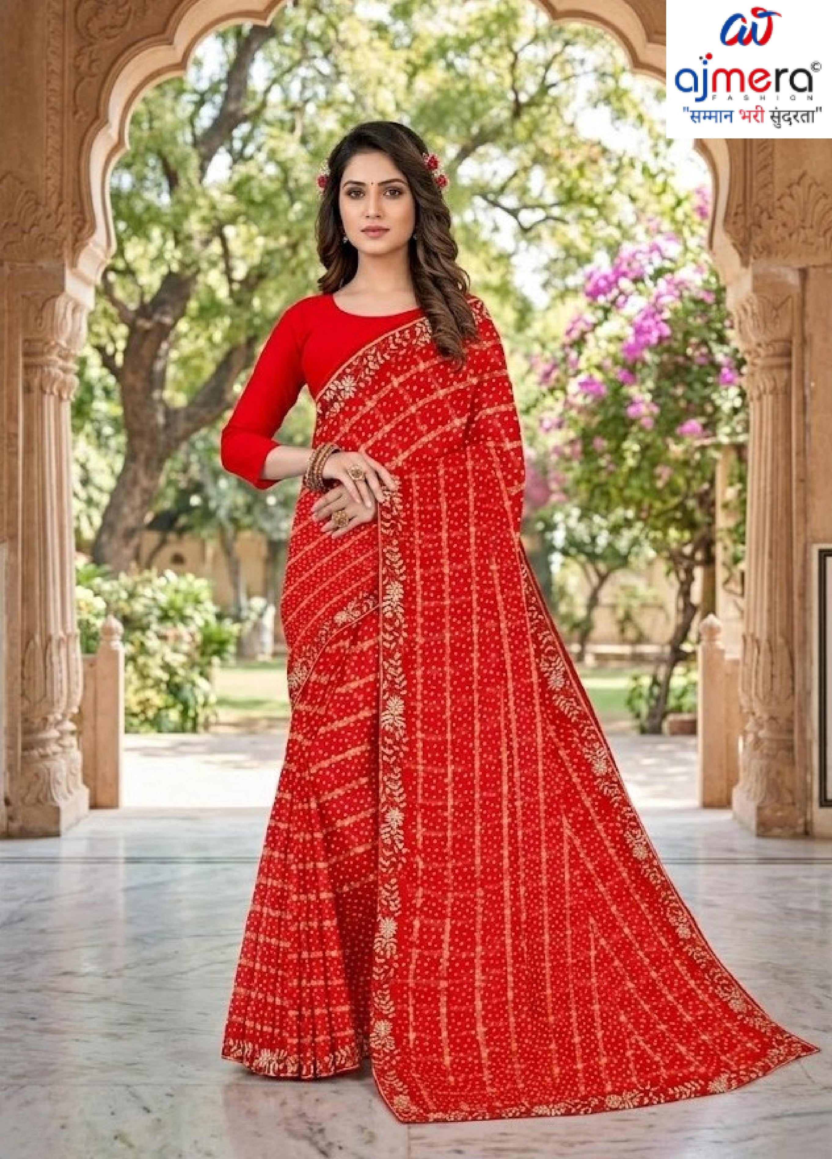 Georgette Print Loose Saree with Blouse for Premium Ethnic and Traditional Wear | TD-NAARI