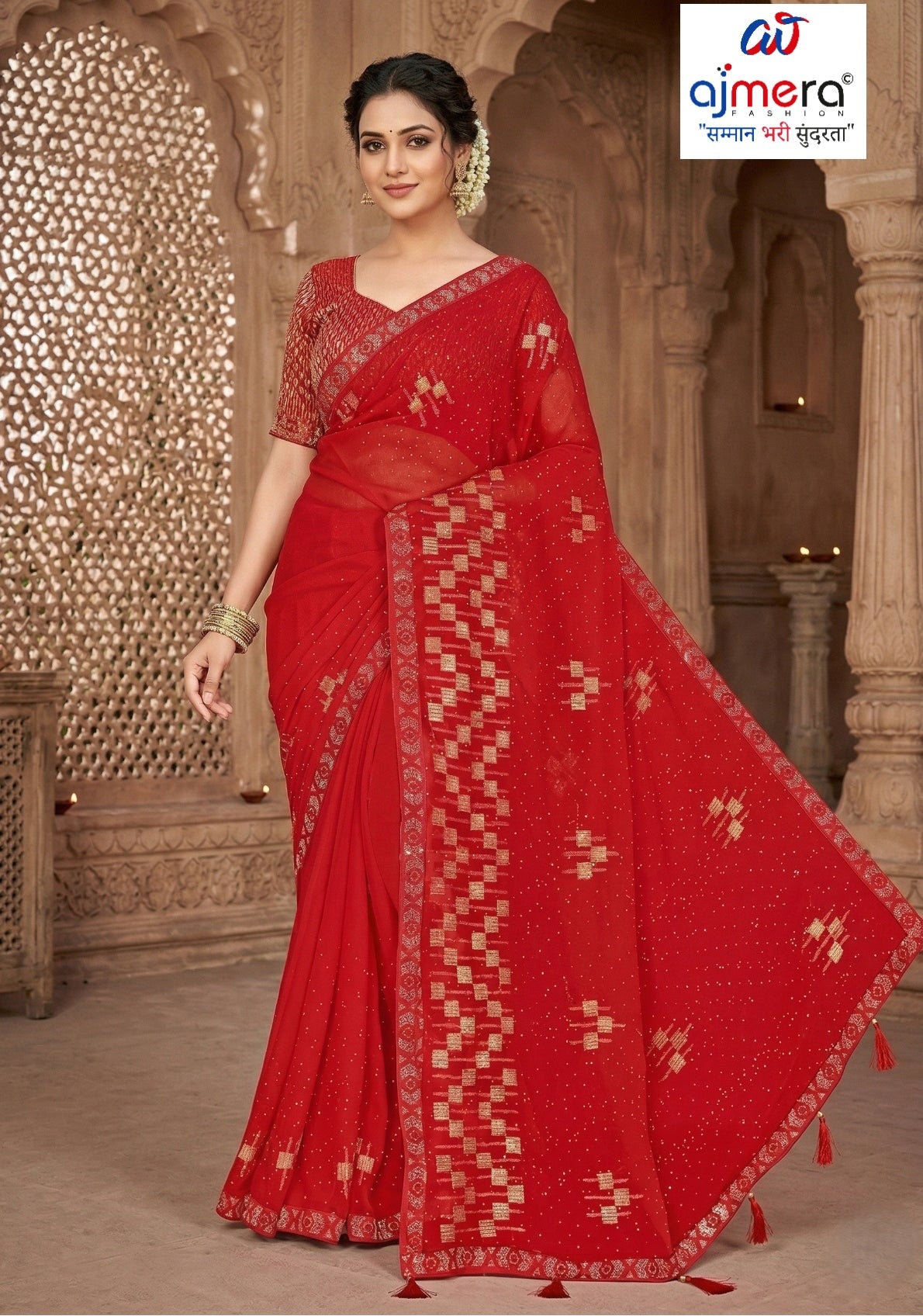 Dyed Matching Saree Supplier with Blouse Piece for Premium Ethnic and Traditional Wear | VKM-COMPANY