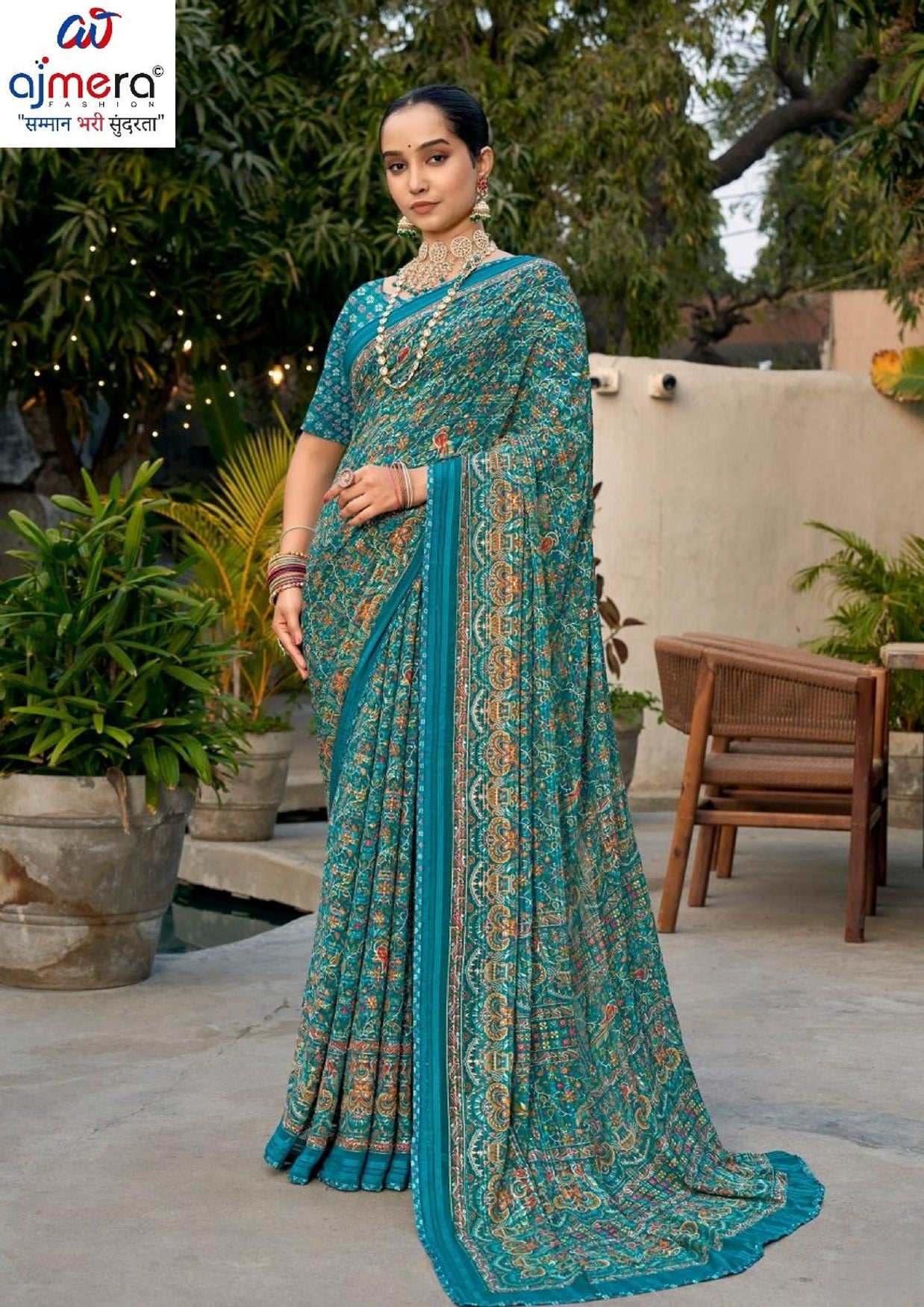Chic Printed Saree with Blouse Piece for Sophisticated Ethnic Style | VDT-PEARL
