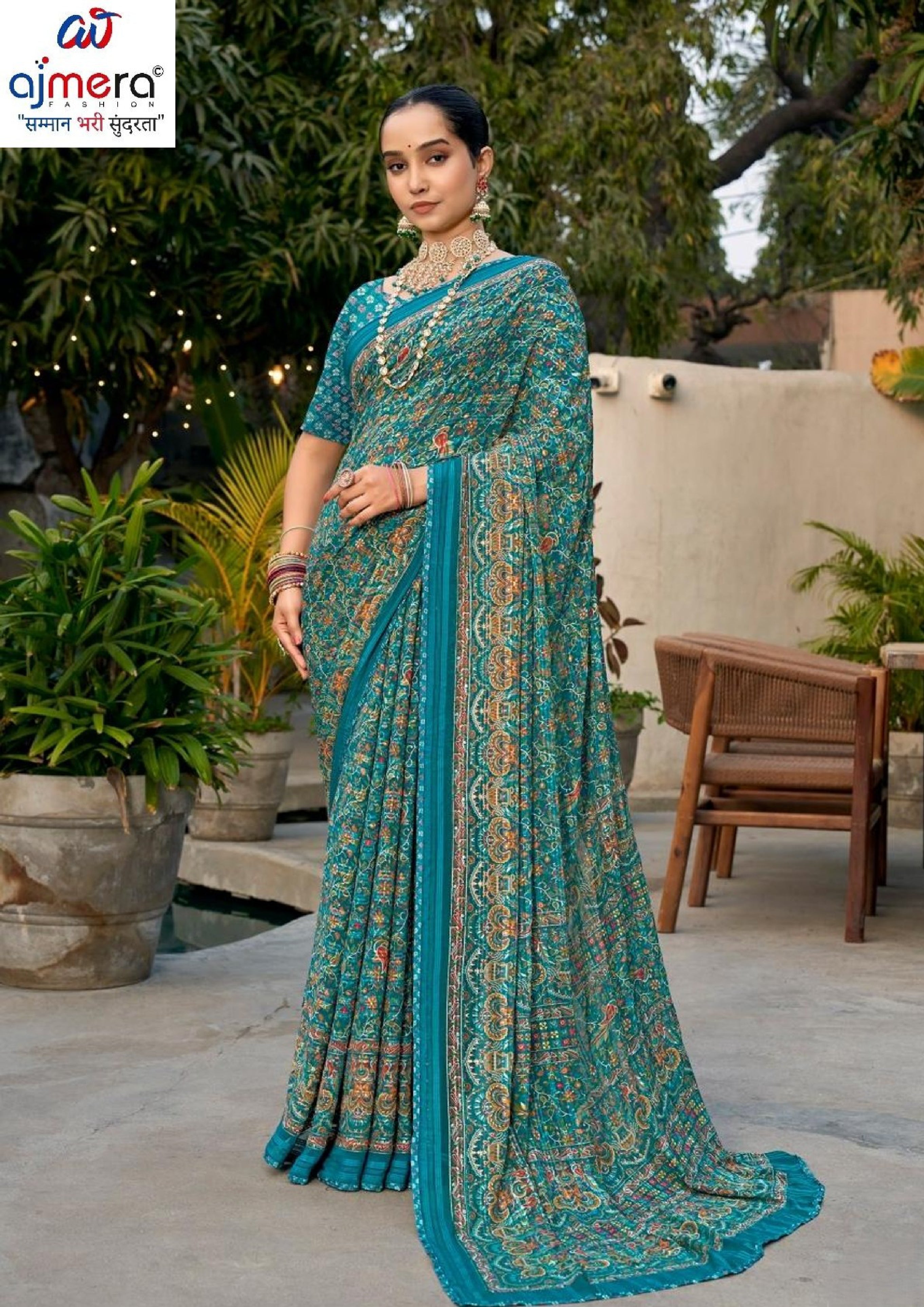 Chic Printed Saree with Blouse Piece for Sophisticated Ethnic Style | VDT-PEARL