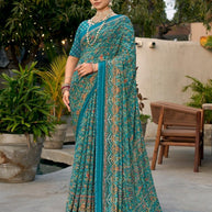 Chic Printed Saree with Blouse Piece for Sophisticated Ethnic Style | VDT-PEARL