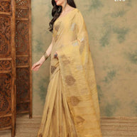 Apricot Linen Saree with Blouse for Premium Ethnic and Festive Wear | ALL-APRICOT-274