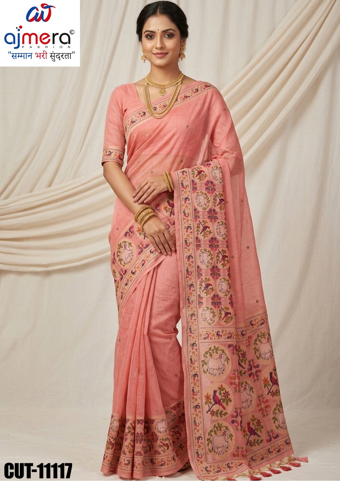 Designer Jacquard Silk Saree with Blouse Piece for Traditional Occasions | CUT-11117