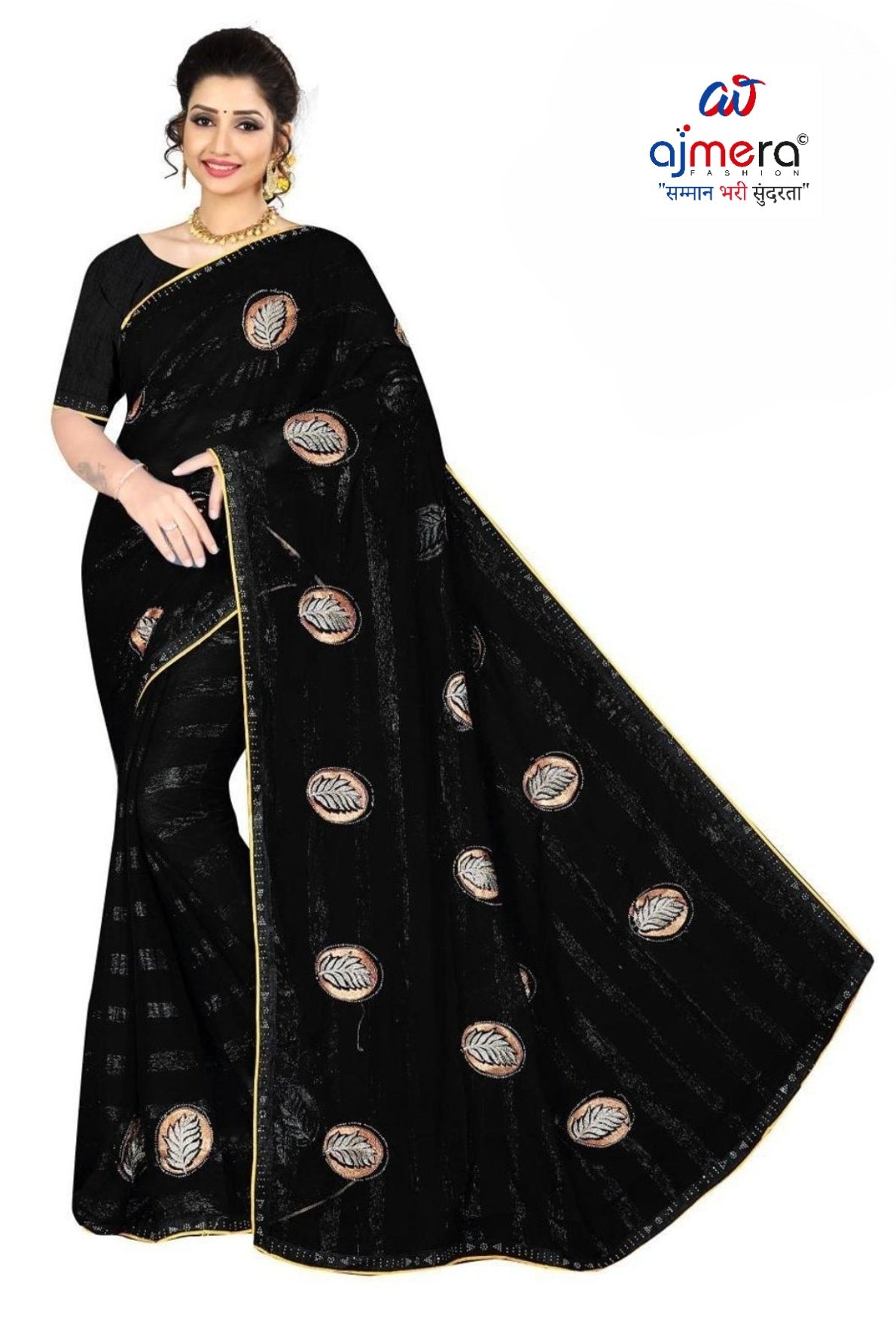 Printed Dyed Matching Saree with Blouse Piece for Premium Ethnic and Traditional Wear | VKM-ONE TIME