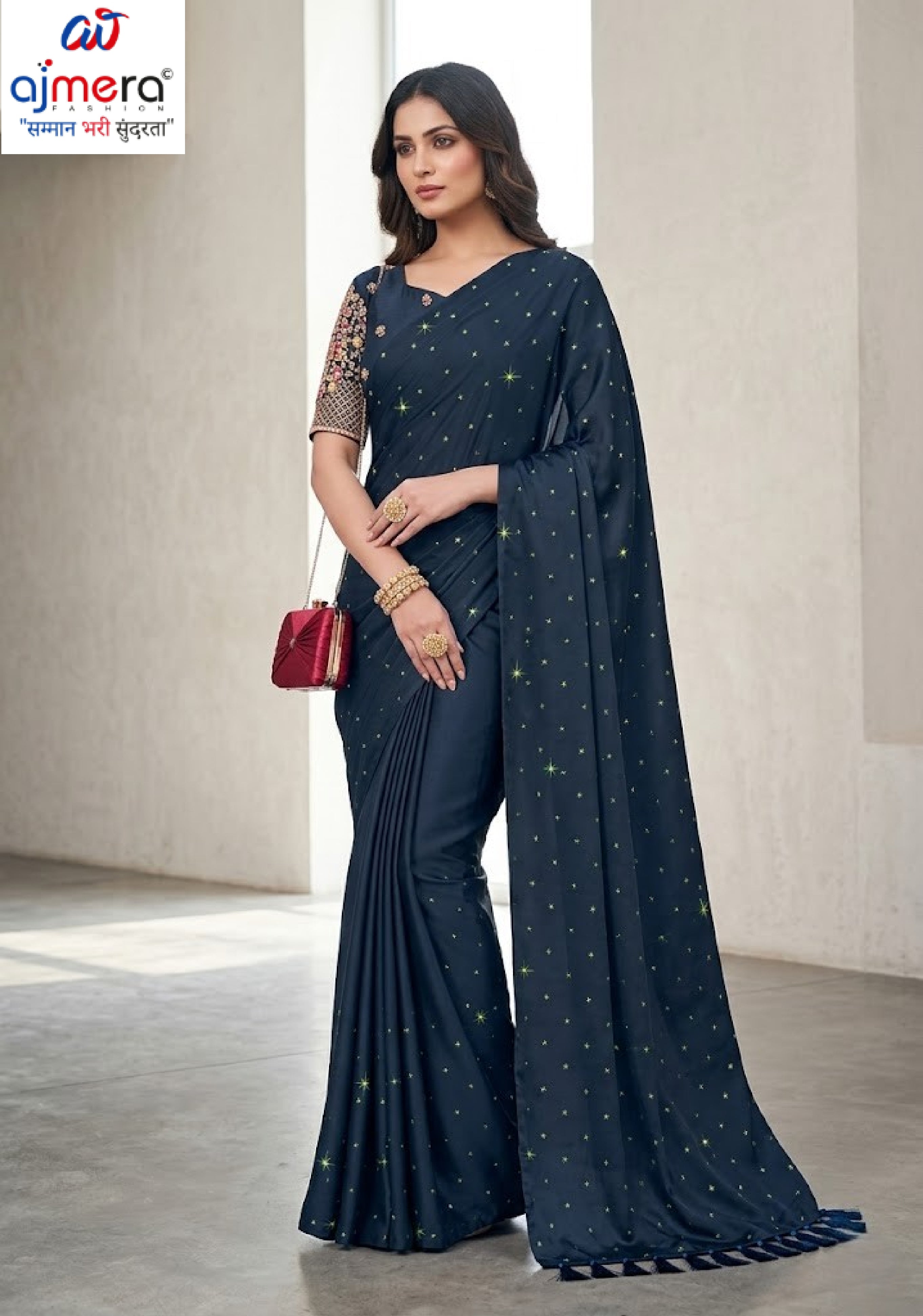 Georgette Soft Lycra Matching Saree with Blouse Piece for Premium Ethnic and Traditional Wear | RLL-JINISHA-1