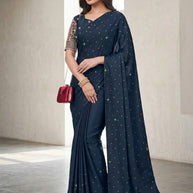 Georgette Soft Lycra Matching Saree with Blouse Piece for Premium Ethnic and Traditional Wear | RLL-JINISHA-1