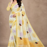 Graceful Printed Saree with Blouse Piece for Modern Ethnic Fashion  | CAS-MANGO SHAKE