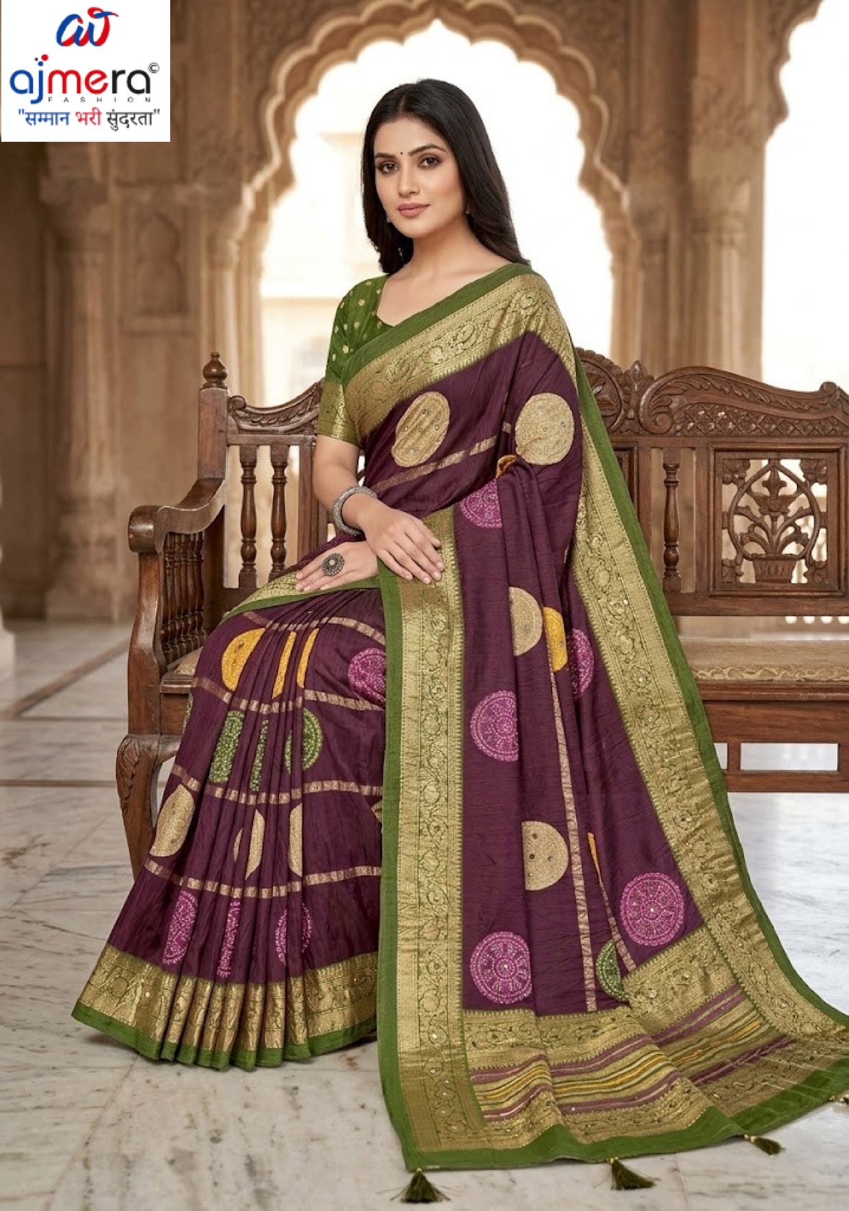 Premium Printed Saree with Matching Blouse Piece for Ethnic Elegance  | VER-BANJARAN-43342