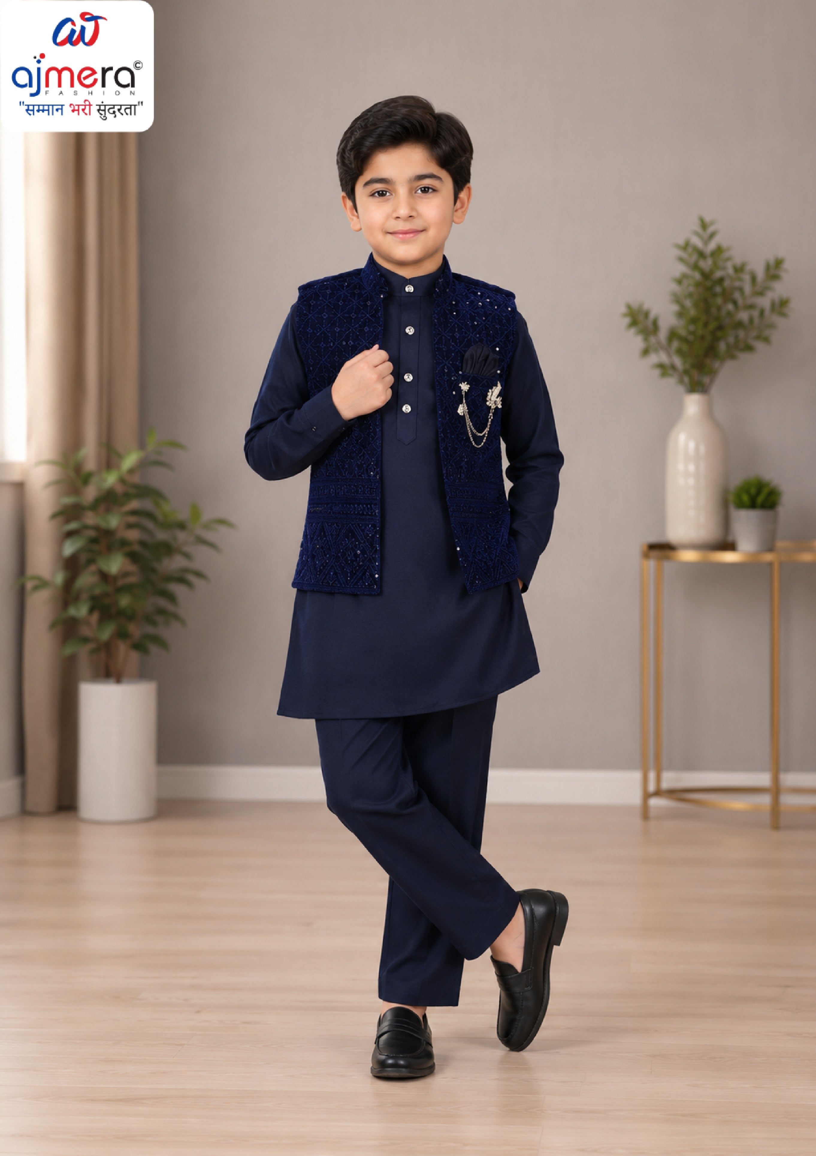 Wholesale Boys Jacquard Modi Koti Set | JDW-7093