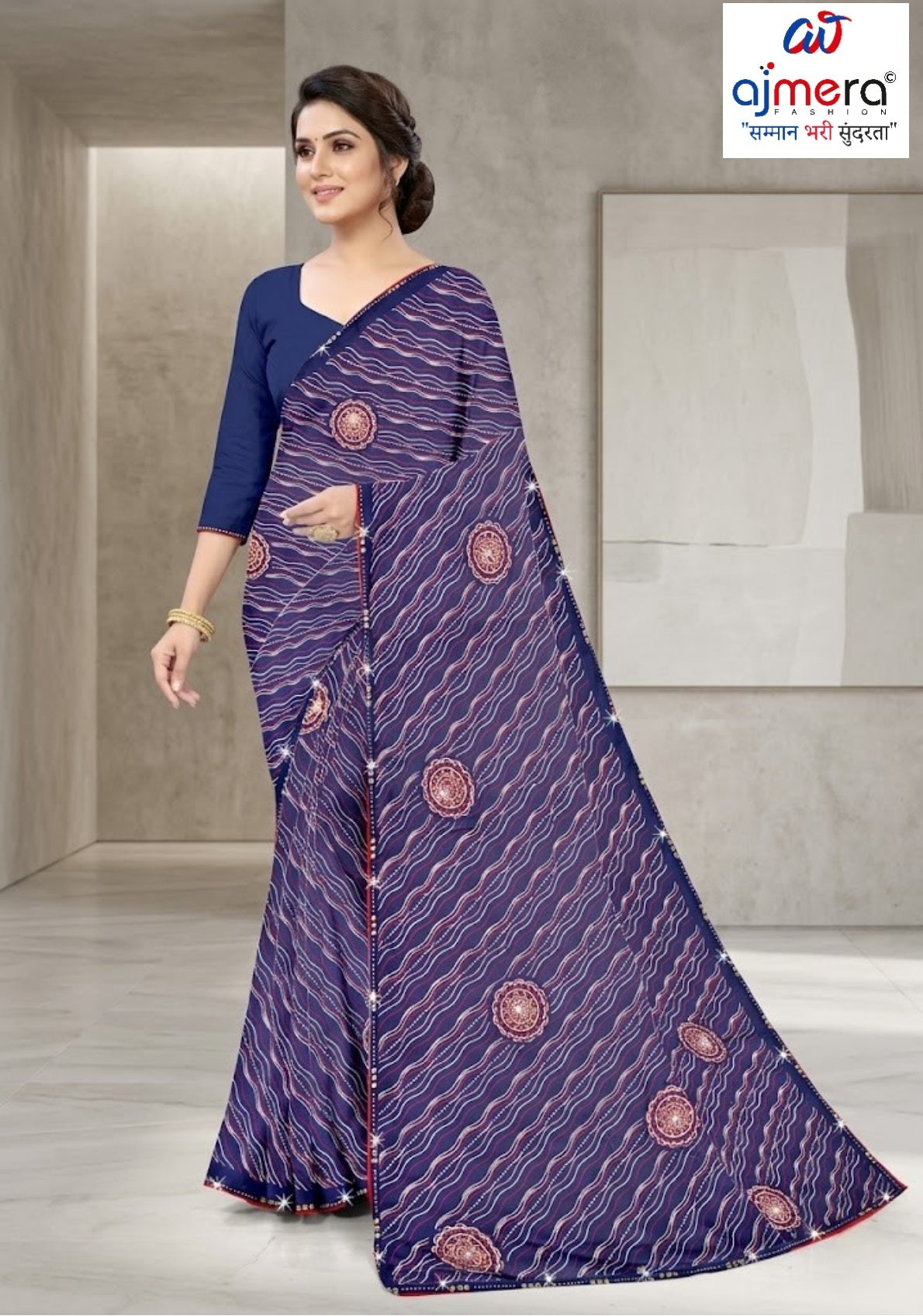 Fashionable Printed Saree with Blouse Piece for Festive Collection  | CAS-PANCHWATI