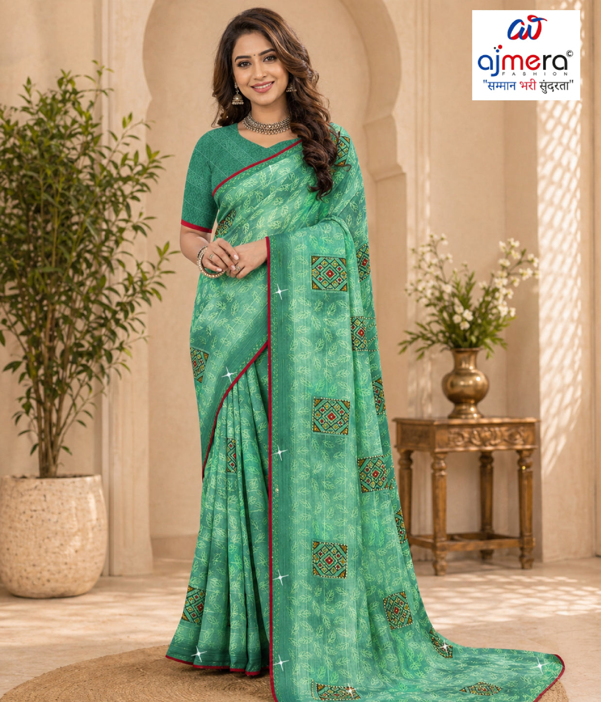 Chic Printed Saree with Blouse Piece for Sophisticated Ethnic Style  | TTS-EKNOOR
