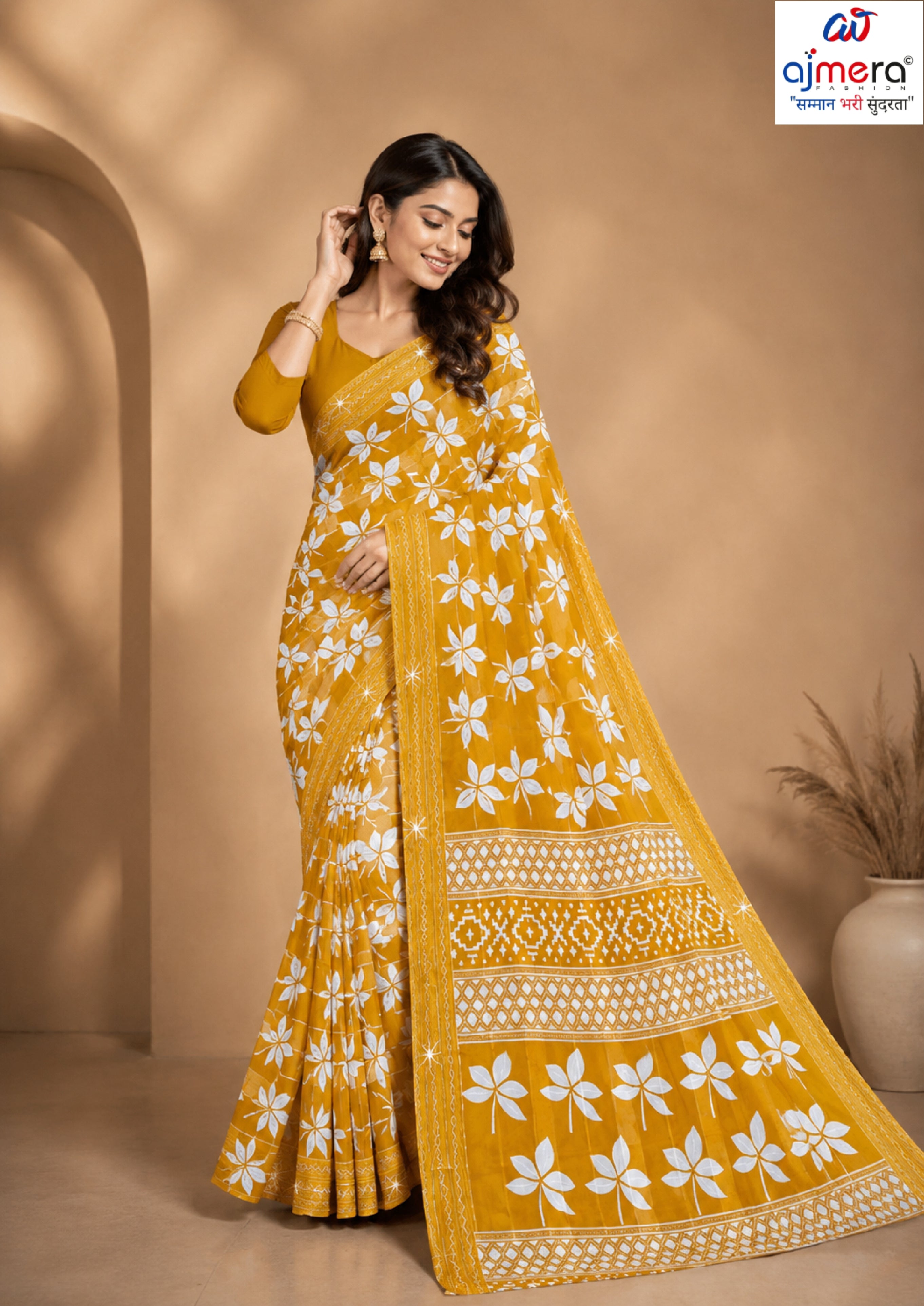 Exclusive Printed Saree with Blouse Piece for Elegant Ethnic Look  | CAS-FRESH FLOWER