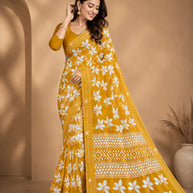 Exclusive Printed Saree with Blouse Piece for Elegant Ethnic Look  | CAS-FRESH FLOWER