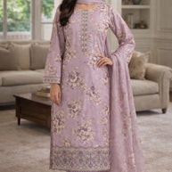 Premium Cambric Cotton Unstitched Suit Set | VAS-FLORAL FOREVER-2