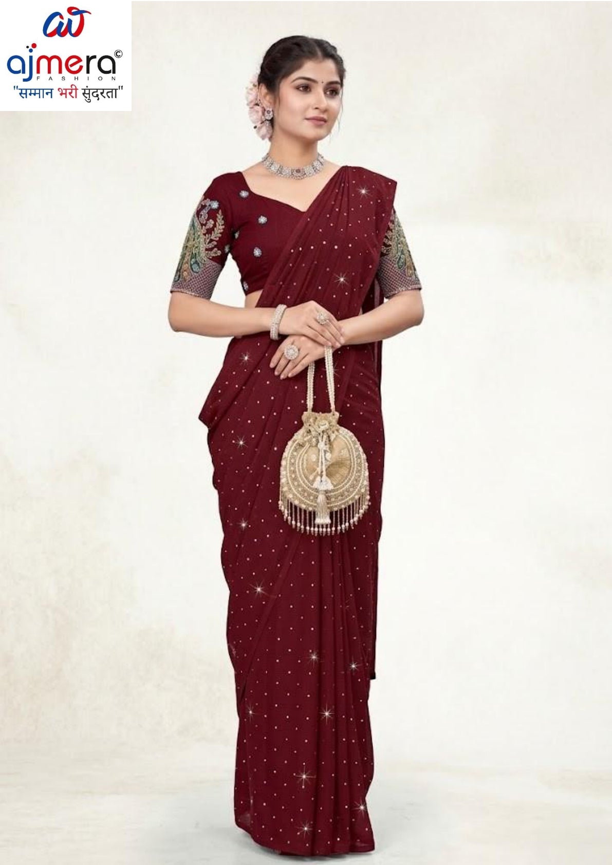 Georgette Dyed Matching Saree Wholesaler with Blouse Piece for Premium Ethnic and Traditional Wear | RLL-PROUD INDIAN-2
