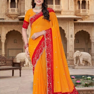 Elegant Printed Saree with Designer Blouse Piece for Festive Wear  | JS-JHANKAR
