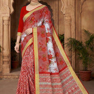 Printed Cotton Saree with Without Blouse for Premium Ethnic and Traditional Wear | MSS-SHIV SALINI COTTON