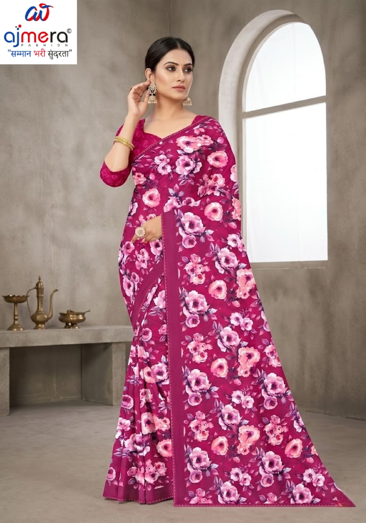 Contemporary Printed Saree with Blouse Piece for Premium Wear | GLC-VENUS
