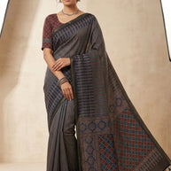 Digital Printed Saree with Blouse Piece for Premium Ethnic and Traditional Wear | RYT-AJRAKH SILK