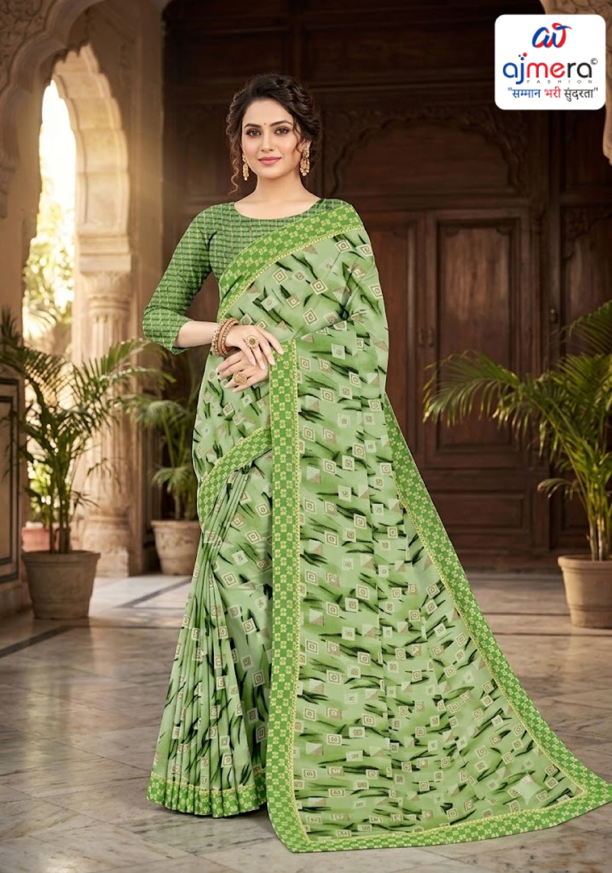Zomato Print Loose Saree with Blouse for Premium Ethnic and Traditional Wear | CAS-INK POINT