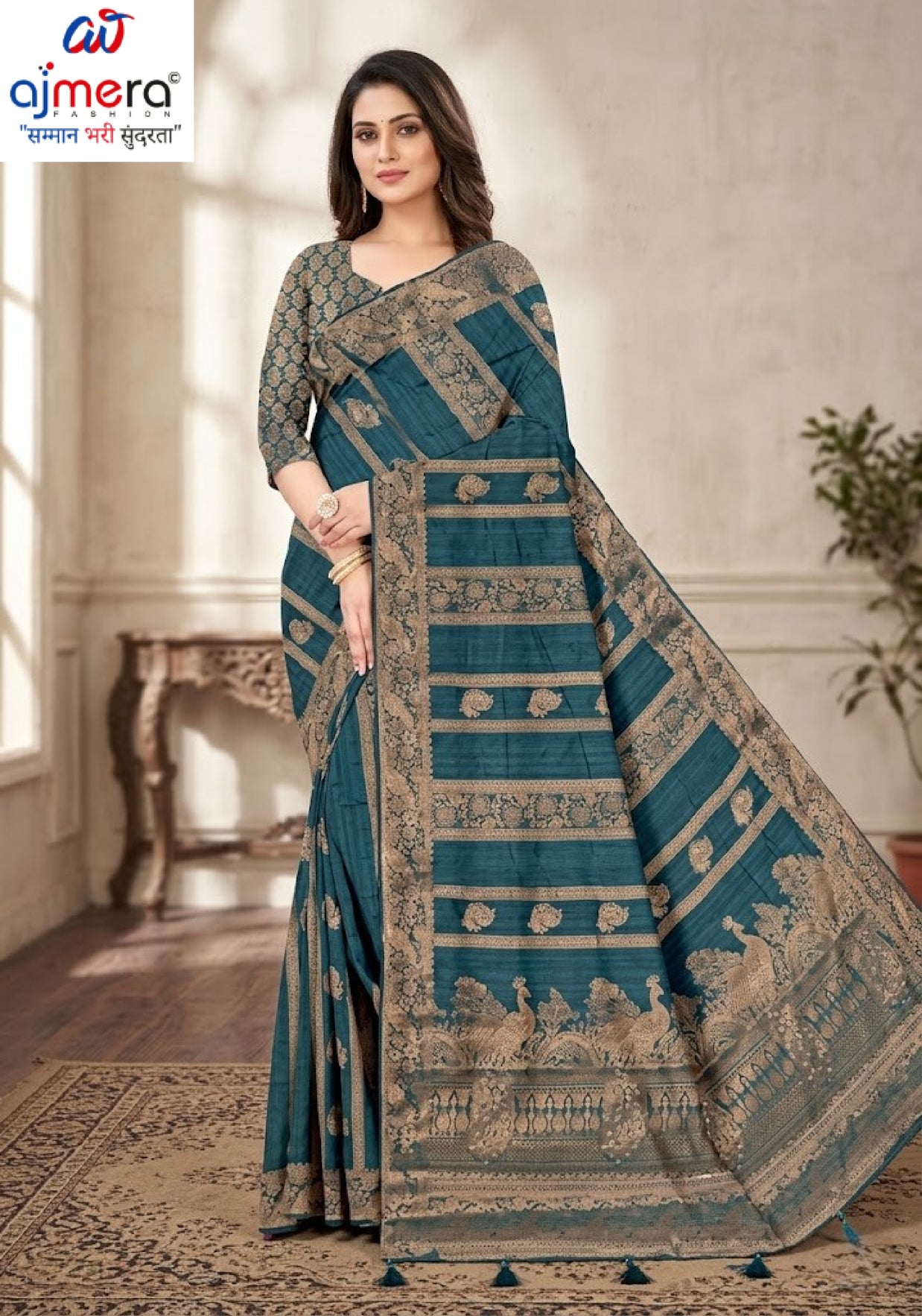 Designer Jacquard Silk Saree with Blouse Piece for Traditional Occasions | DNA-SHARBATI
