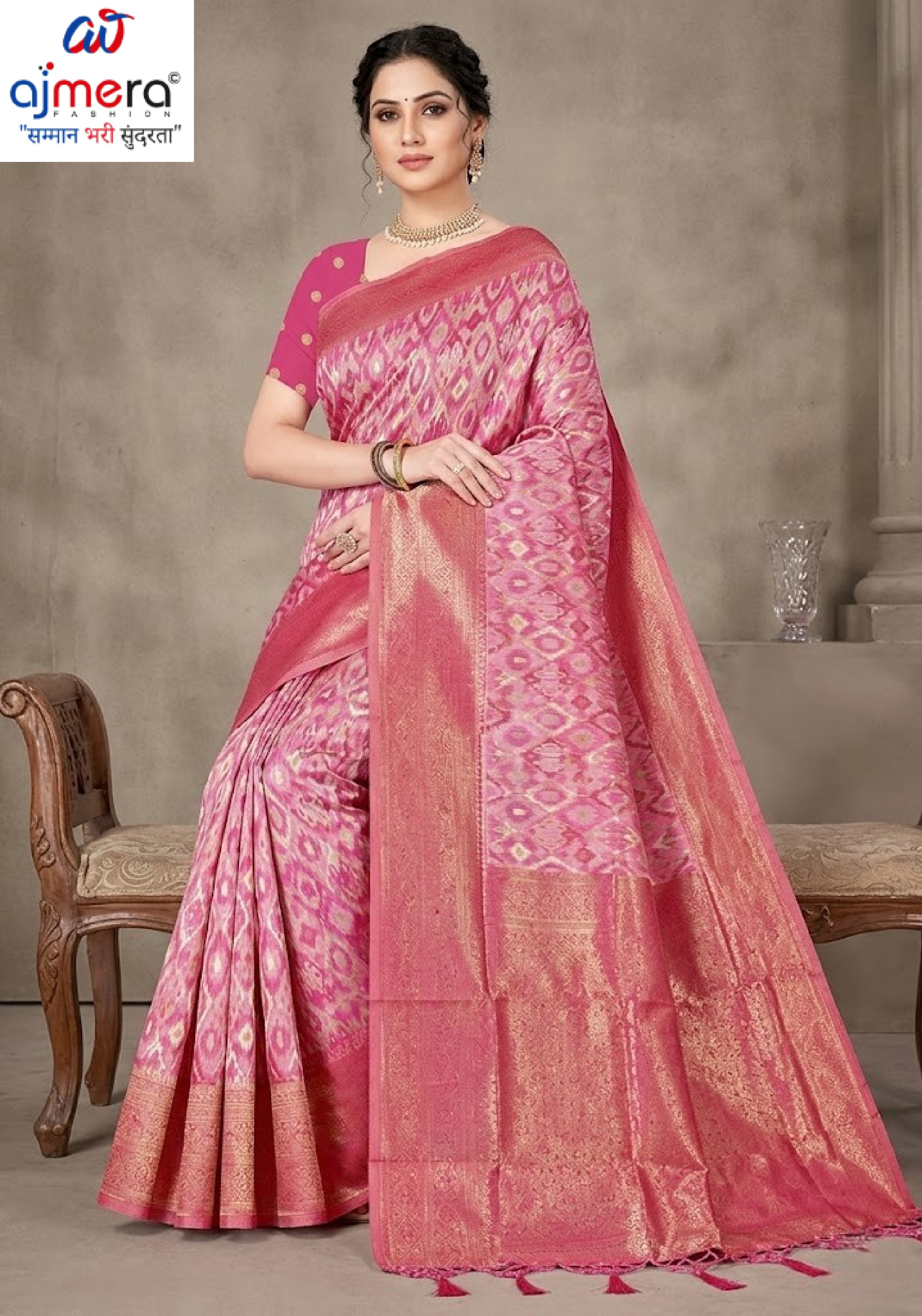 Graceful Jacquard Silk Saree without Blouse for Timeless Ethnic Fashion | TUL-AMRIT UTSAV COTTON