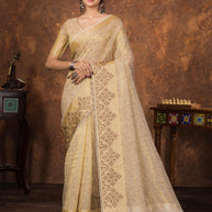 Apricot Linen Saree with Blouse for Premium Ethnic and Designer Wear | ALL-APRICOT-190
