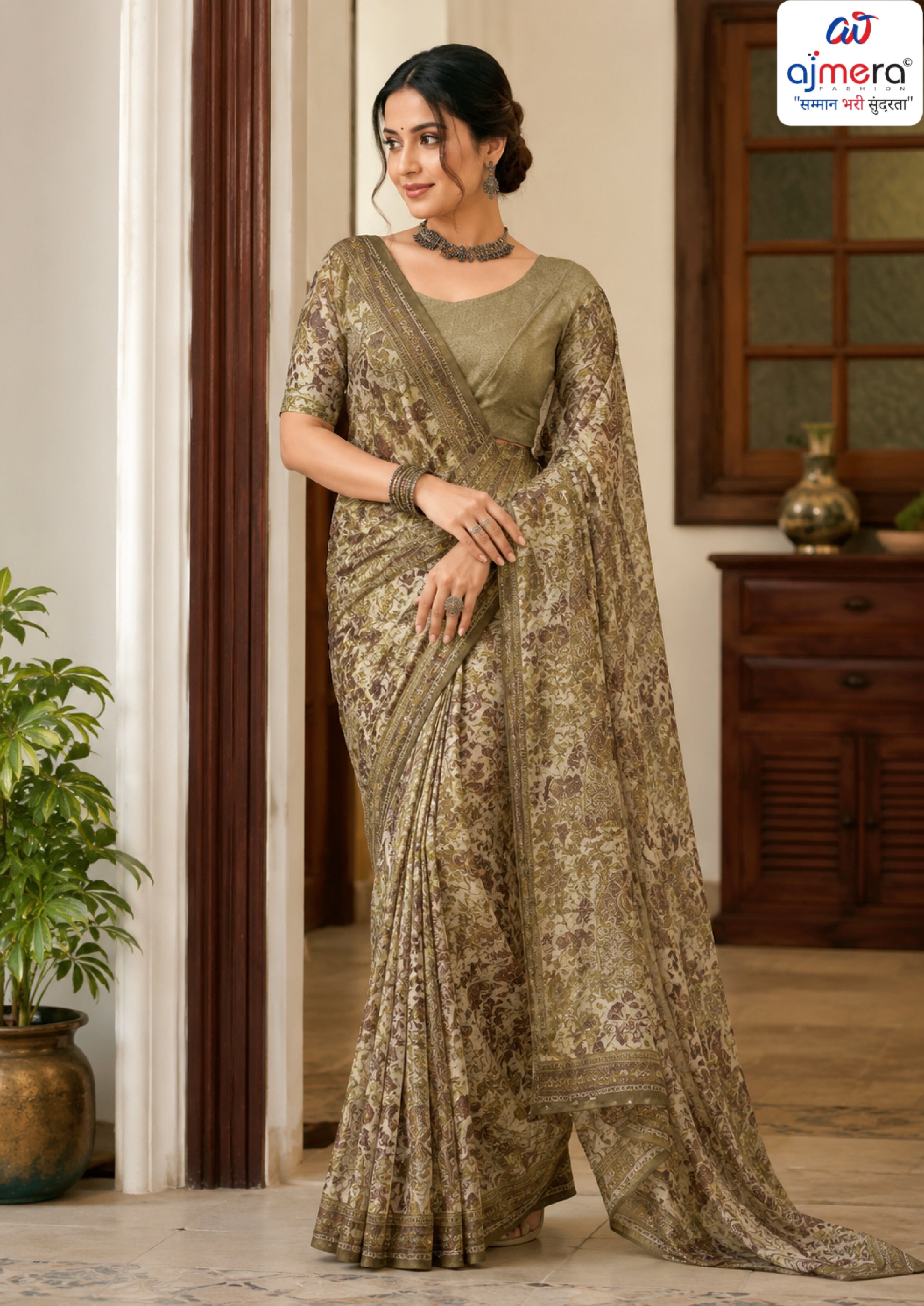 Premium Printed Saree with Matching Blouse Piece for Ethnic Elegance | SGR-NIKITA