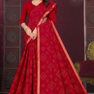 Designer Cotton Saree with Without Blouse for Premium Ethnic and Traditional Wear | MSS-SHIV JAYPOUR BANDHEJ RED