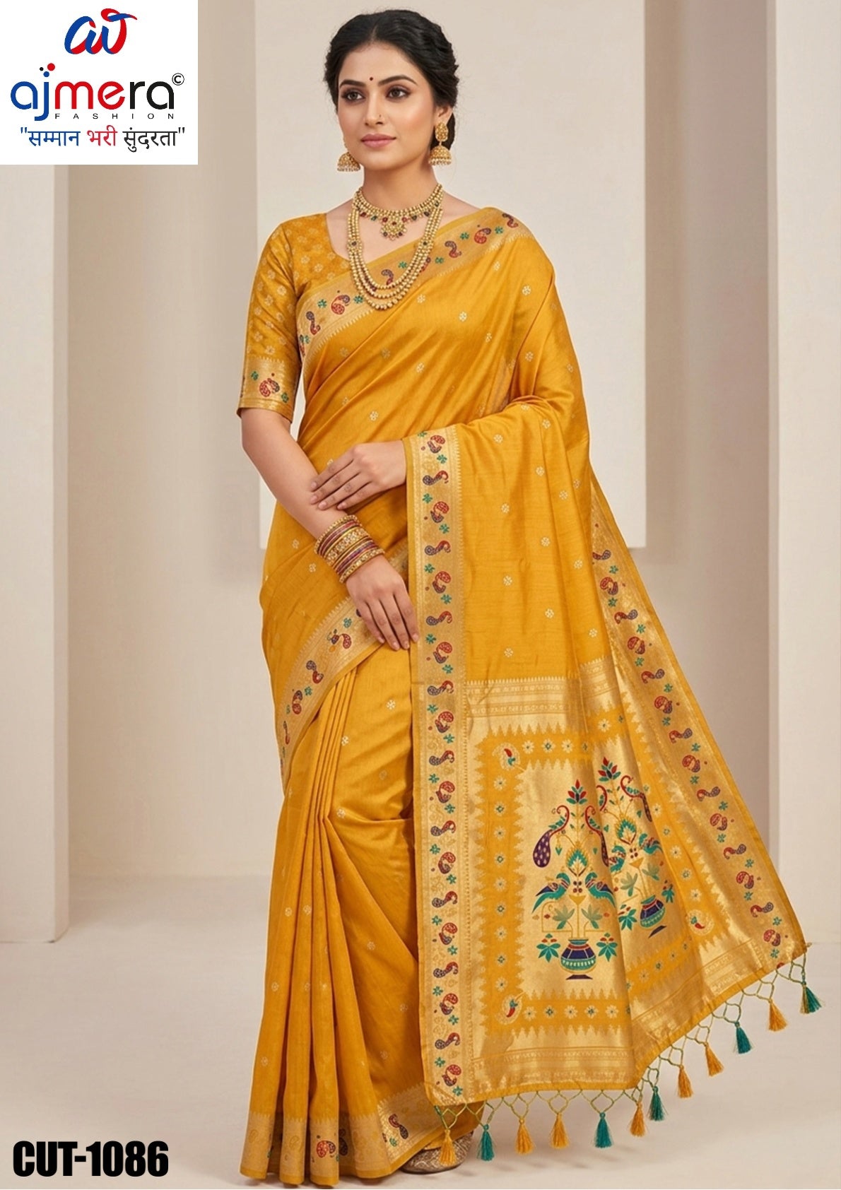Designer Jacquard Silk Saree with Blouse Piece for Traditional Occasions | CUT-1086