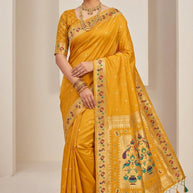 Designer Jacquard Silk Saree with Blouse Piece for Traditional Occasions | CUT-1086
