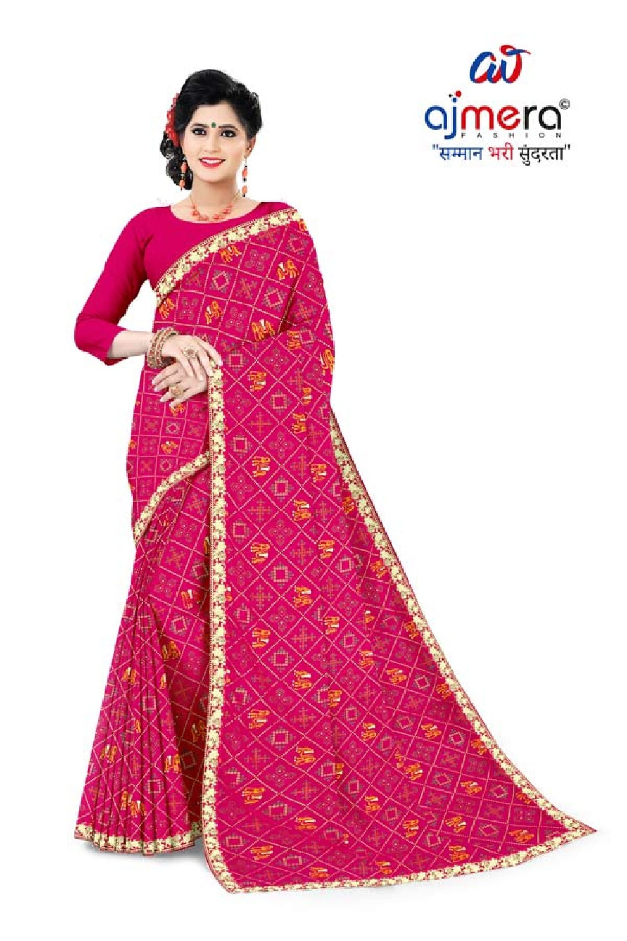 Chiffon Print Loose Saree with Blouse for Premium Ethnic and Traditional Wear | TD-SWEET LADY