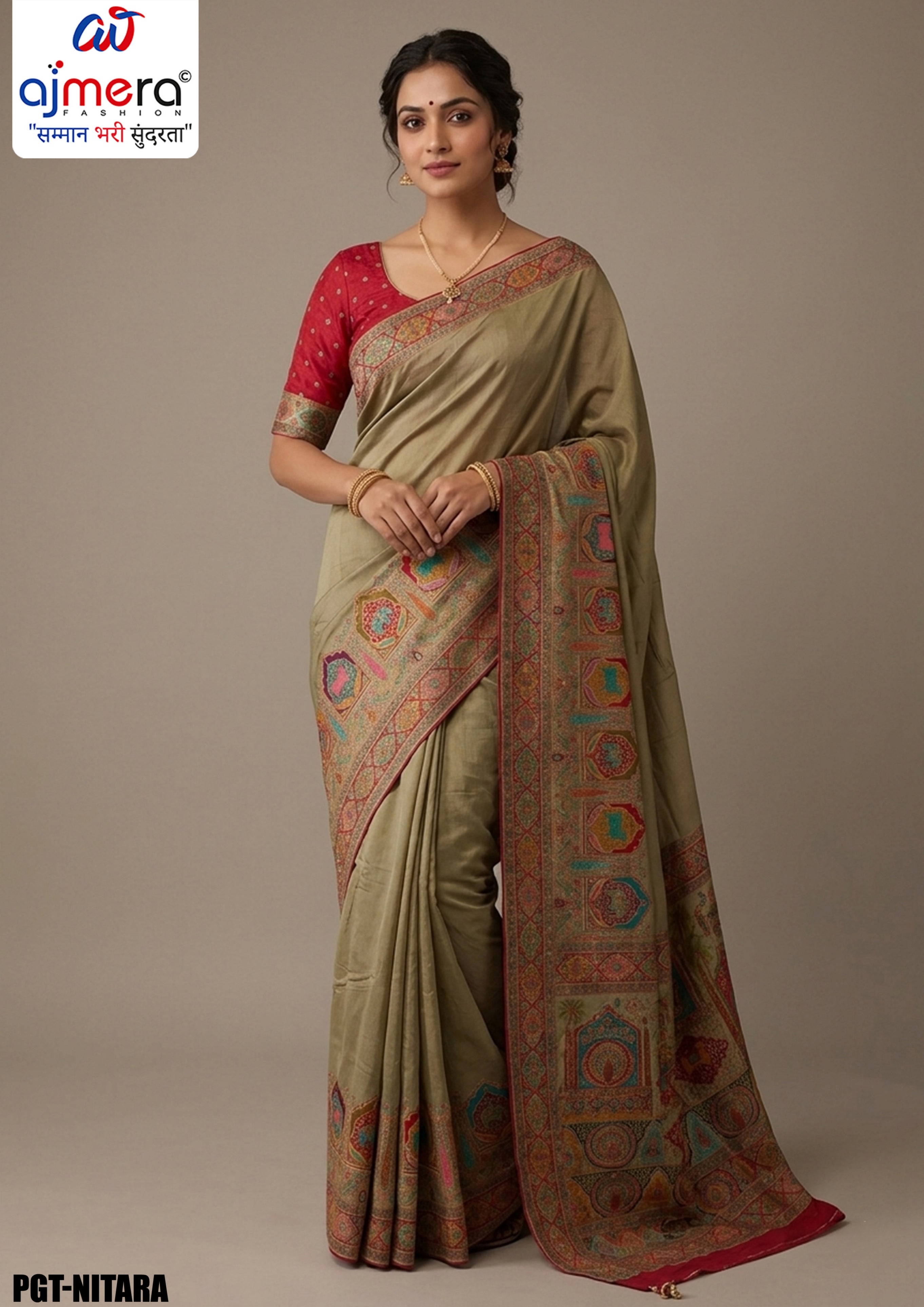 Classic Border Jacquard Silk Saree With Blouse Piece | PGT-NITARA