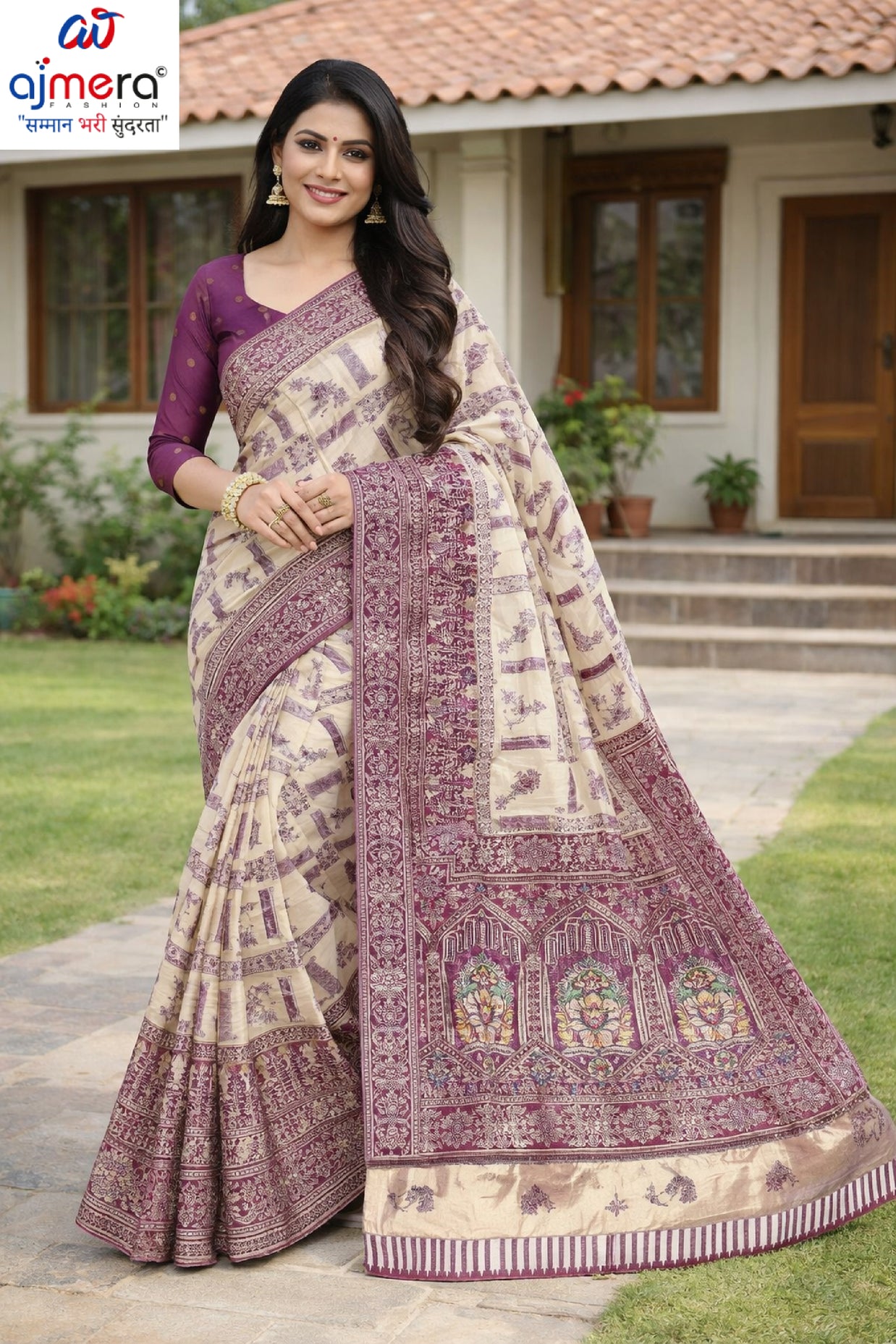 Stylish Jacquard Silk Saree with Blouse Piece for Festive Collection | DNA-PAPER BOAT