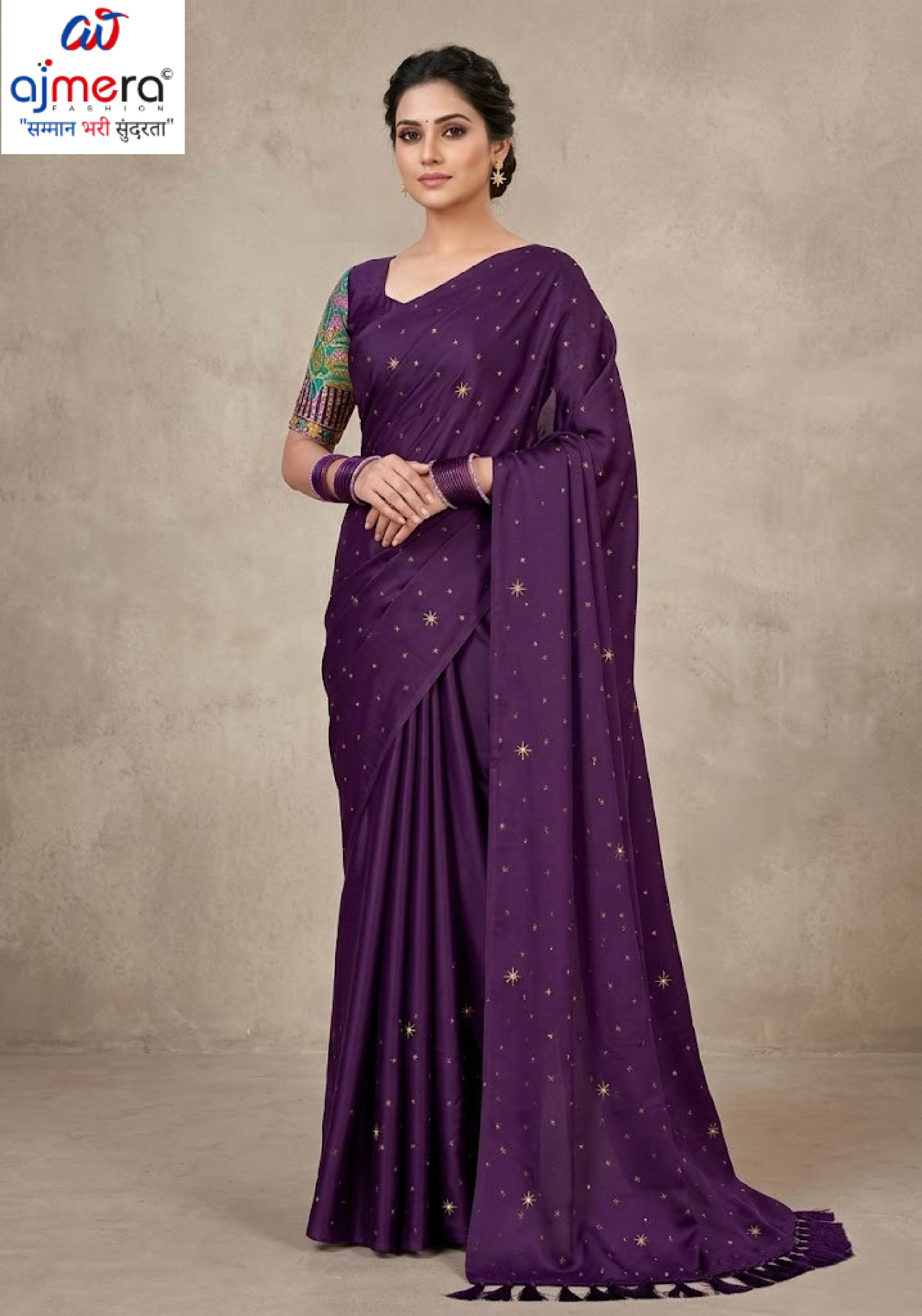 Georgette Indian Dyed Matching Saree with Blouse Piece for Premium Ethnic and Traditional Wear | RLL-ORIGNAL PEACOCK-1