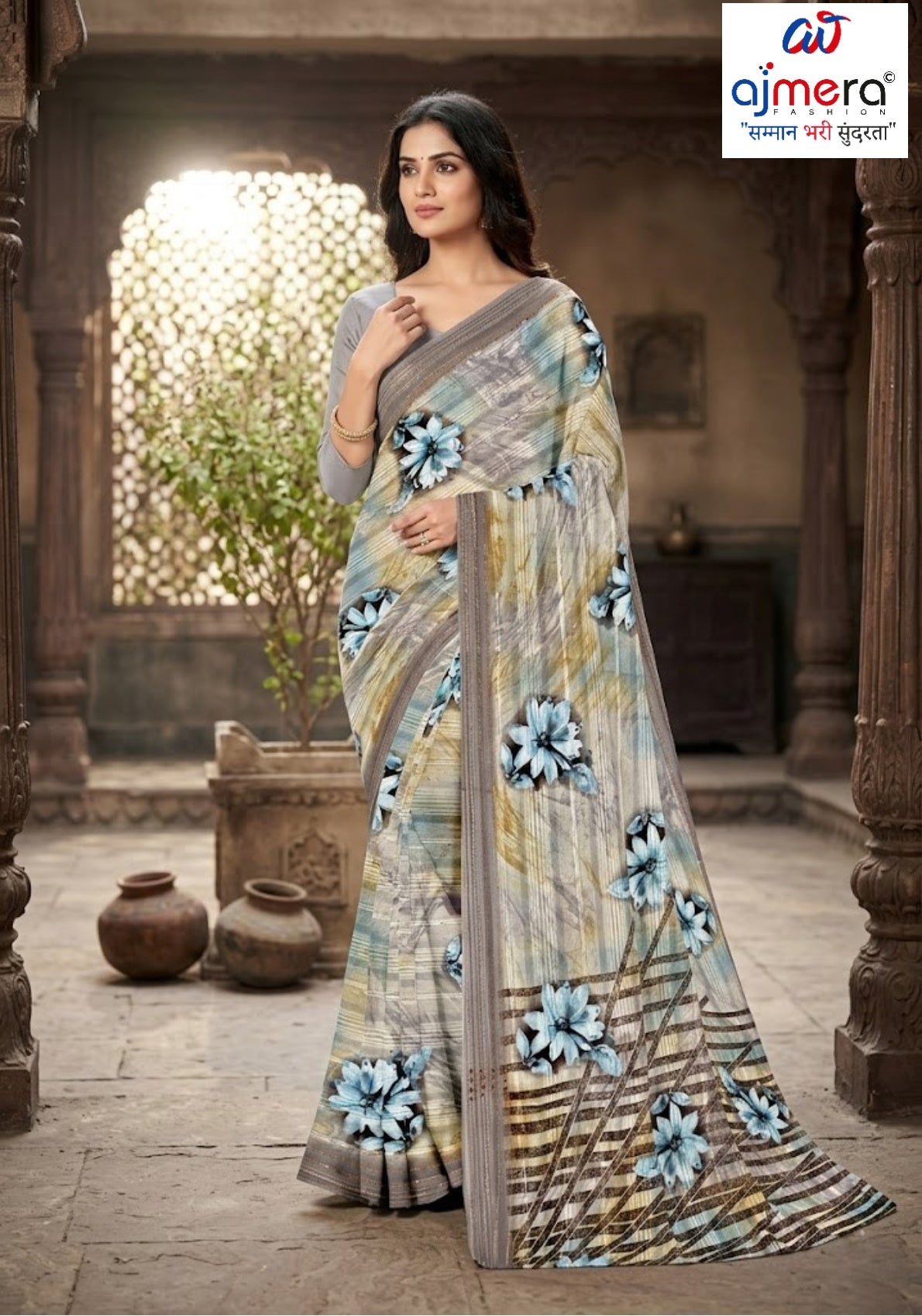 Designer Printed Saree with Blouse Piece for Special Occasions  | CAS-AMRUT DHARA