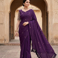 Georgette Soft Lycra Matching Saree with Blouse Piece for Premium Ethnic and Traditional Wear | RLL-JINISHA-1