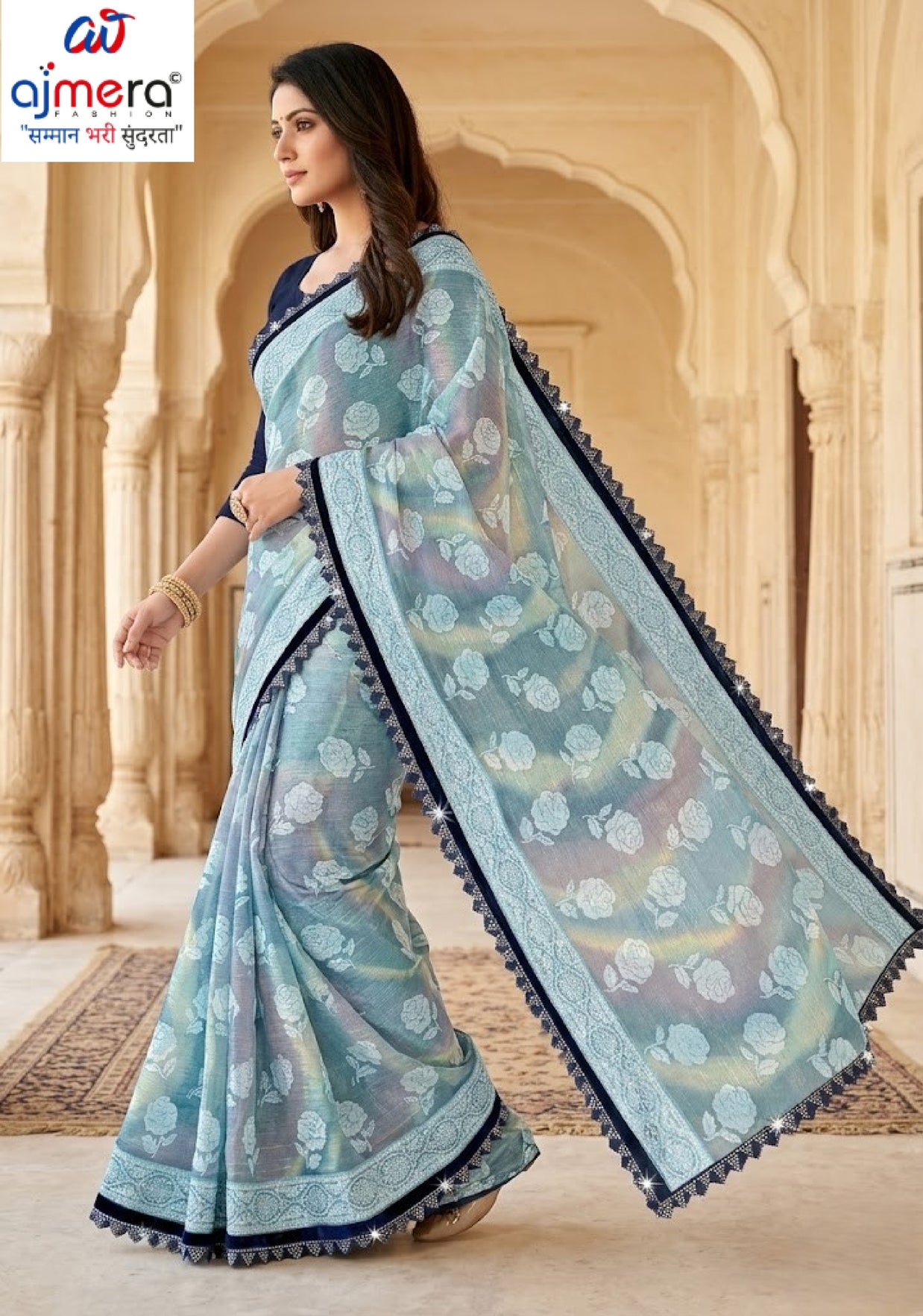 Elegant Printed Saree with Designer Blouse Piece for Festive Wear  | CAS-ZHIL MIL