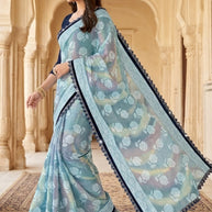 Elegant Printed Saree with Designer Blouse Piece for Festive Wear  | CAS-ZHIL MIL
