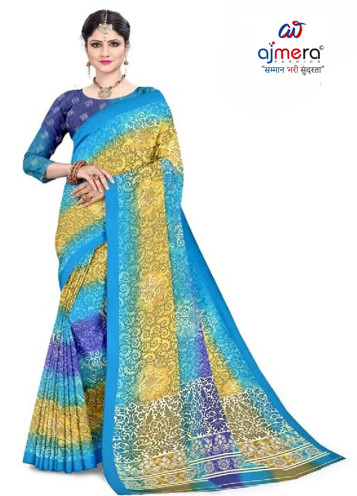 Moss Print Loose Saree with Blouse for Premium Ethnic and Traditional Wear | TD-DHAMAKA