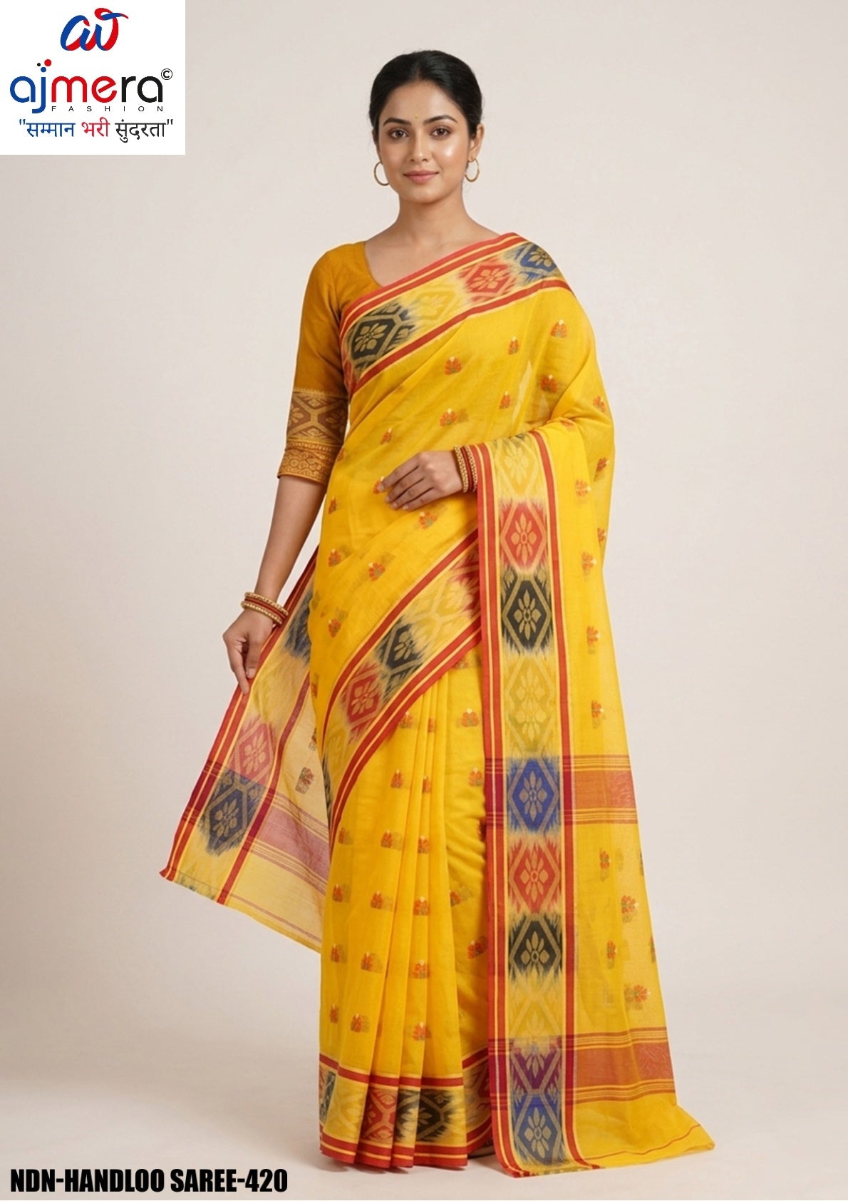 Handloom Cotton Saree with Without Blouse for Premium Ethnic and Traditional Wear | NDN-HANDLOOM SAREE-420